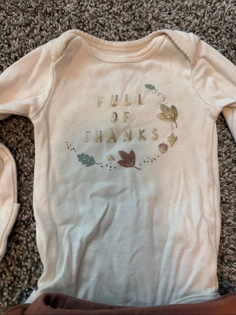 Carter's Cream & Brown Fall-Themed Baby Footie and Tulle Legging Set